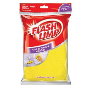PANO DE LIMPEZA MULTIUSO C/2 UNID 36X40CM AMARELO 7242 FLASH LIMP